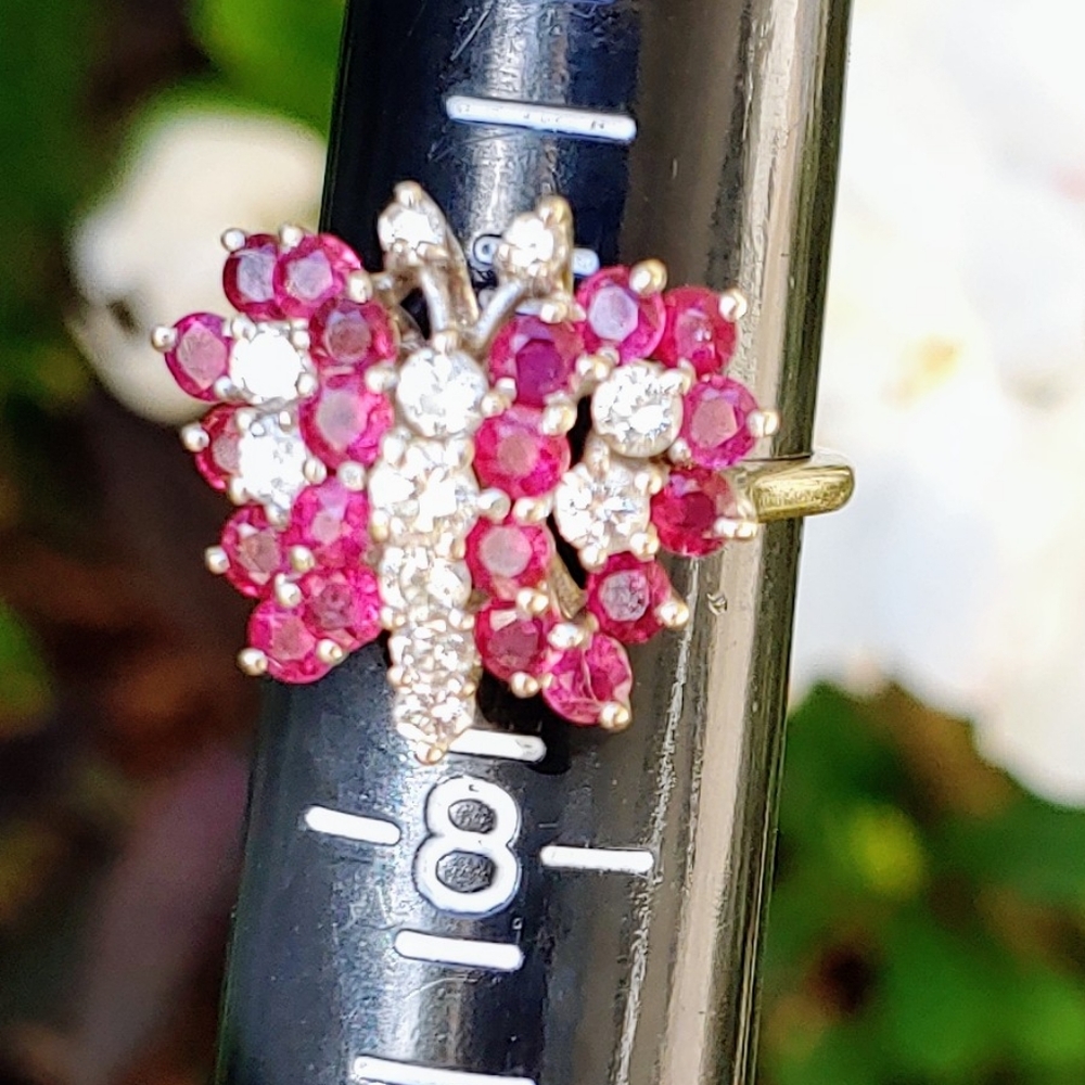 Authentic Diamond And Ruby Butterfly Ring Sz 7 1/4 - image 3